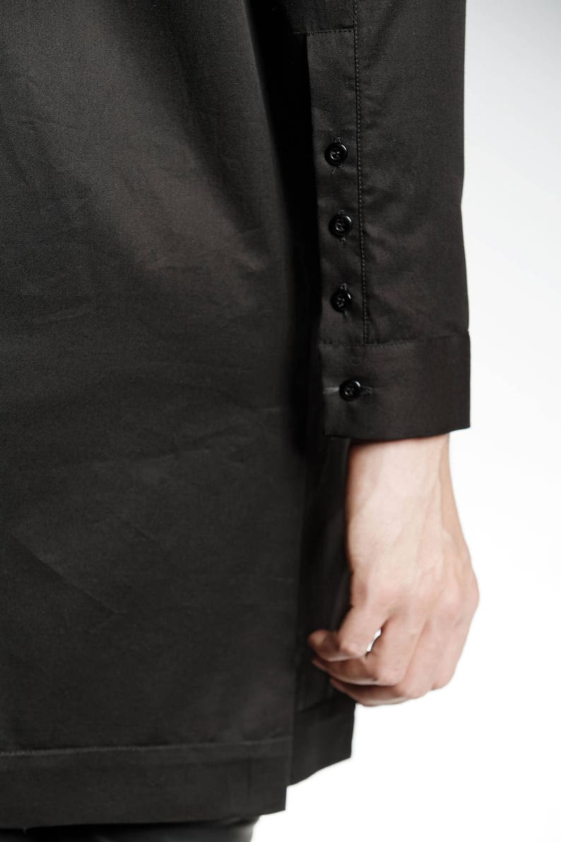 Black Tunic Top Mens Tunic for Men Long Black Shirt Modern Etsy