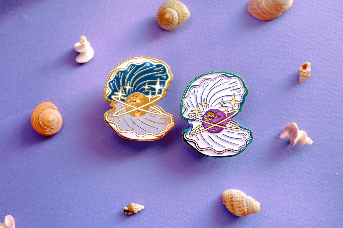 Pearl Sea Shell Enamel Pin navy Variant Lapel Pin Full - Etsy
