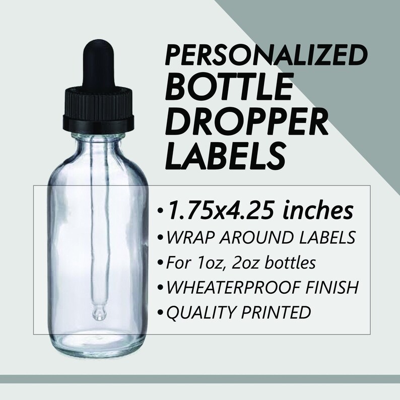 Bottle Dropper Labels Custom Stickers Personalized Bottle Etsy