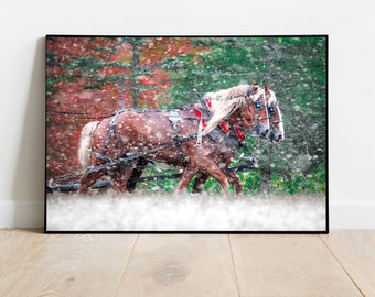 Horses in the Snow, Horse Print, Horse Wall Art, Equestrian Print, Wildlife Print, Snow Horse Print, Horse Photography, Animal Print