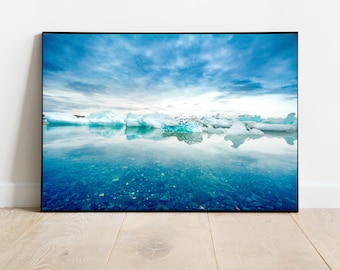 Iceland Ice - Glacier Lagoon Photograph - Iceland Landscape - Jokulsarlon Glacier Bay - Icebergs - Iceland Print - Ice - Fine Art - Blue Ice