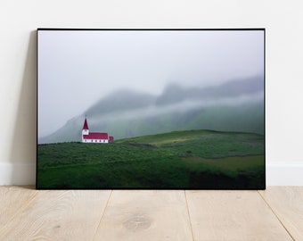 Iceland Vik Church Print, Iceland Photography, Iceland Fine Art, Vik Iceland, Iceland Church Photography, Church Print, Iceland Print