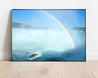 Niagara Falls Rainbow Print, Niagara Waterfalls Canada New York Falls Photo, Waterfall Photography, Rainbow Photography, Maid of the Mist