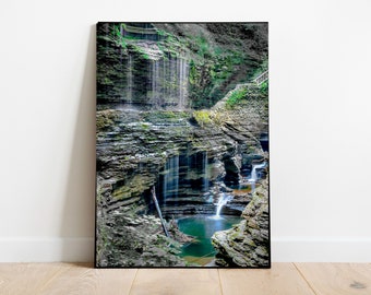 Watkins Glen Waterfall Print, Rainbow Falls, Finger Lakes New York, Waterfall Photography, Waterfall Print, Watkins Glen State Park Print