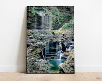 Watkins Glen Waterfall Print, Rainbow Falls, Finger Lakes New York, Waterfall Photography, Waterfall Print, Watkins Glen State Park Print
