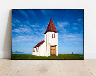 Iceland Hellnar Church Print, Iceland Photography, Iceland Fine Art, Hellnar Iceland, Iceland Church Print, Church Print, Iceland Print