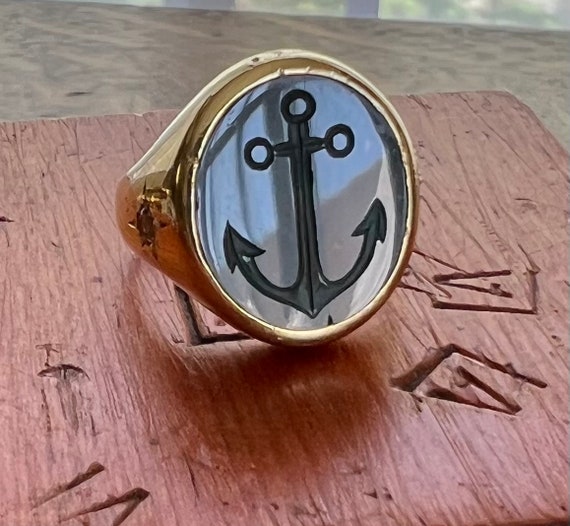 Antique 18k Bloodstone signet ring with diamonds - image 5