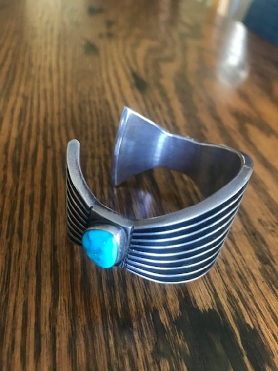 Johnny Begay Vintage Native American Navajo Sterling Silver Hogan Bracelet Cuff Johnny Begay Vintage Native American Navajo Sterling Silver Hogan Bracelet Cuff