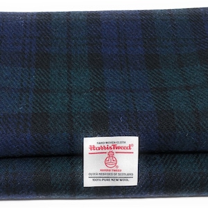 Tecido Harris Tweed: Azul, Preto, Verde, Xadrez, Lã Pura – Tecido à Mão, Vários Tamanhos, Ideal para Artesanato, Estofamento