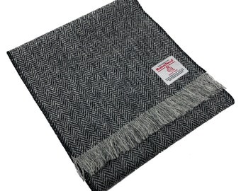 Multicolour Standard Fringed Lambswool Scarf with Striped Herringbone Tweed Desi Multicolour Standard Fringed Lambswool Scarf with Striped Herringbone Tweed Desi
