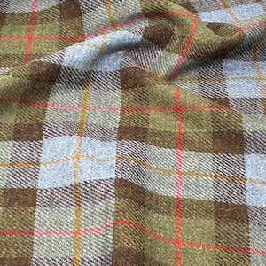 Harris Tweed Fabric - Blue Macleod Tartan Pure Wool Cloth for Crafting & Upholstery