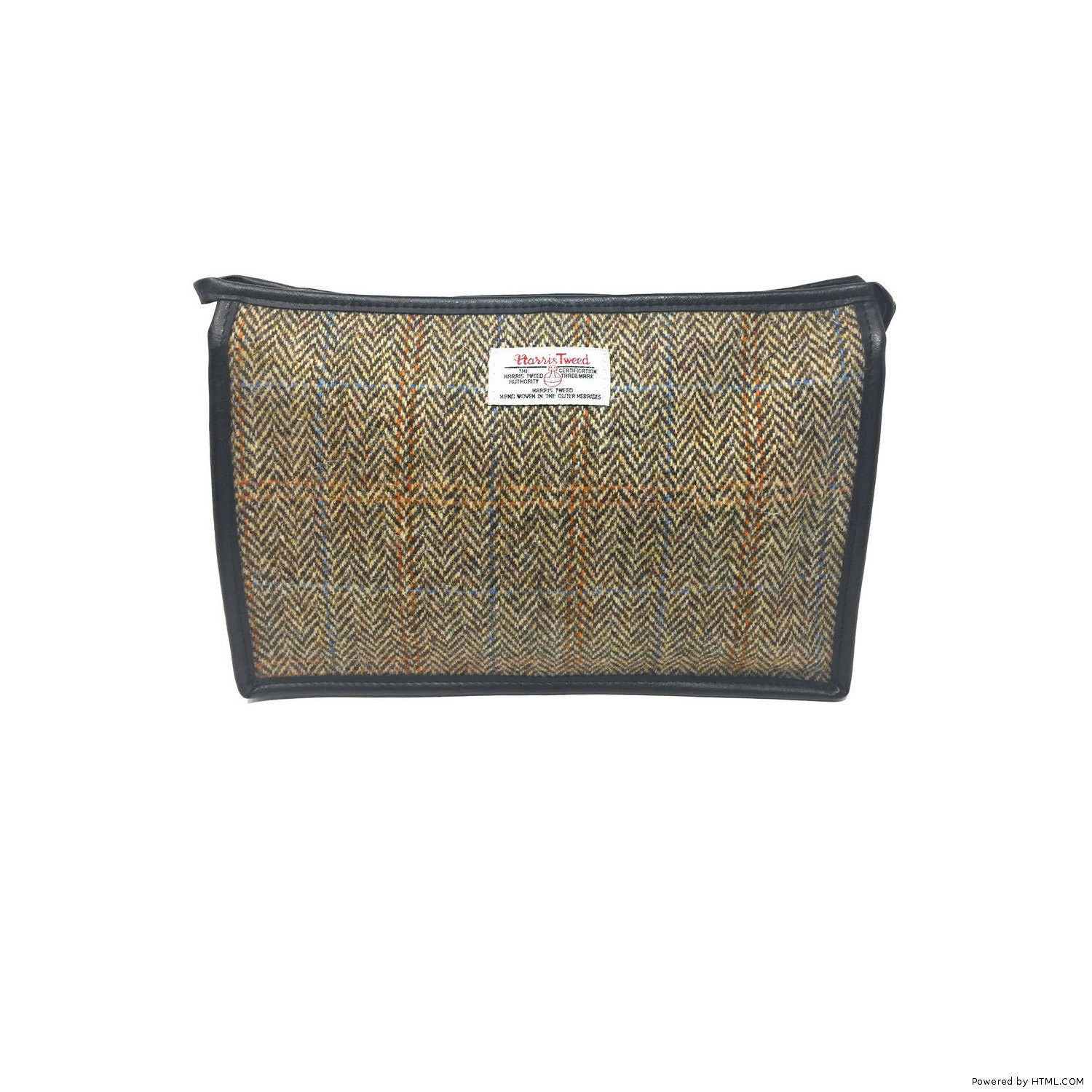 Authentic Harris Tweed Washbag Waterproof Brown Herringbone LB2102 COL 7 Authentic Harris Tweed Washbag Waterproof Brown Herringbone LB2102 COL 7