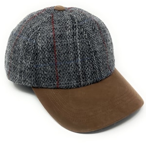 Harris Tweed, uniseks baseball-golfpet in grijze tartan