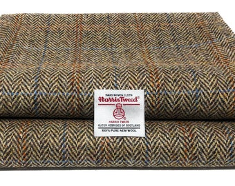 Harris Tweed Brown Herringbone Fabric Various Sizes With Authenticity Labels