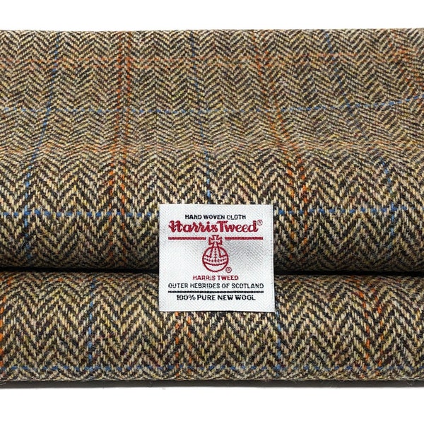 Harris Tweed Brown Herringbone Fabric Various Sizes With Authenticity Labels