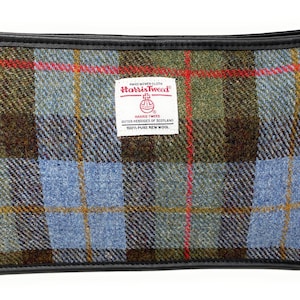 Trousse de toilette Harris Tweed en tartan macLeod - Pure laine, fermeture à glissière, doublure imperméable