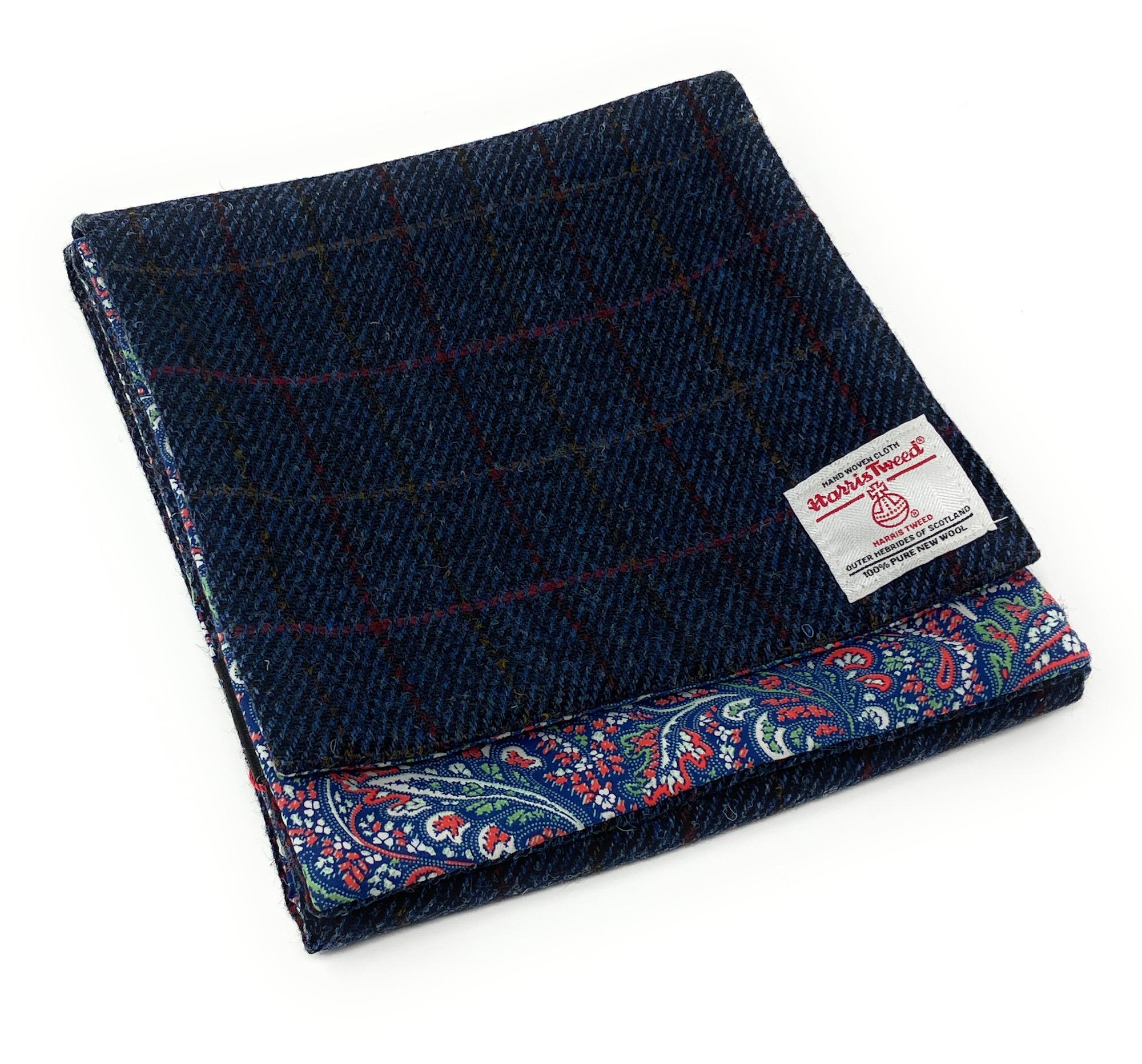 Navy Striped Herringbone Wool Scarf - Eton