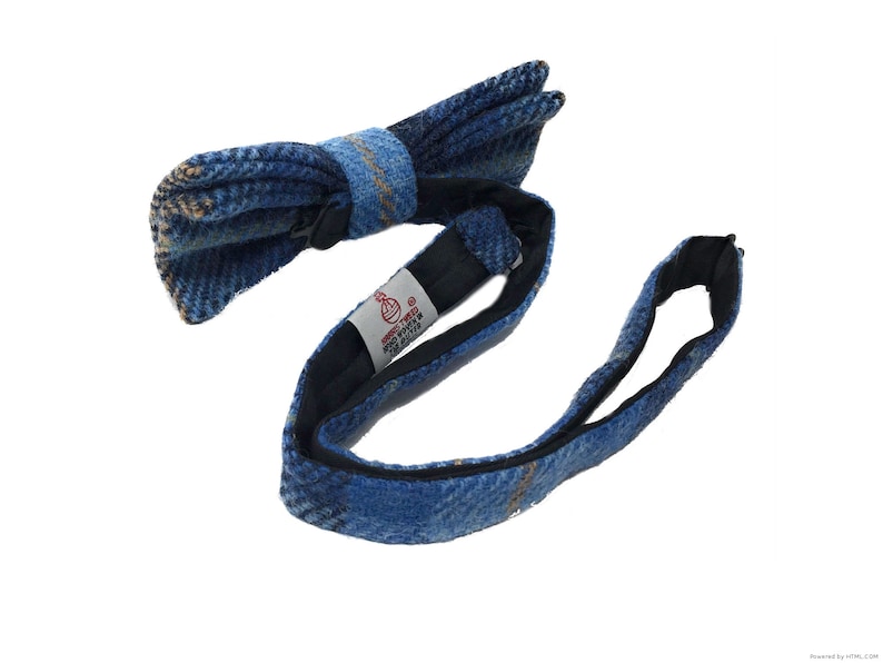 Harris Tweed Bow Tie Pre-Tied in Blue Tartan
