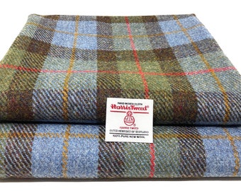 Harris Tweed MacLeod Blue and Green Tartan Fabric Various Sizes With Authenticity Labels