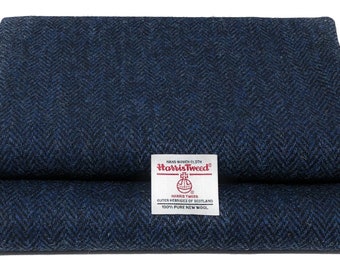 Harris Tweed Fabric & labels BLUE HERRINGBONE upholstery tailoring quilting sew 