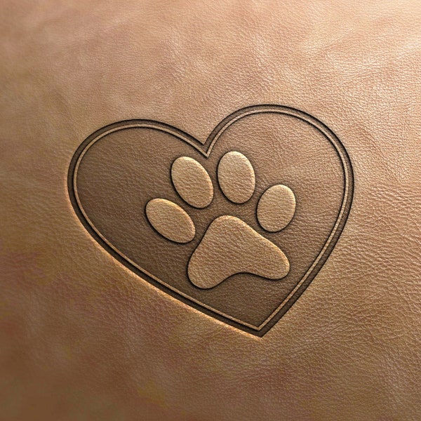 Delrin Leather Stamp patte de chat dans le cœur, outils en cuir, outils artisanaux, tampon en cuir, tampons en cuir, outils de gaufrage