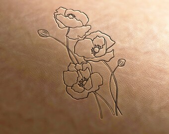Leather Stamp (Delrin material) Flower stamp #3, poppy flower stamp, leather stamps, custom leather stamp, leather tools, embossing tools