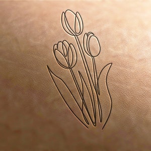 Timbre en cuir (matériau Delrin) Timbre tulipe linéaire #6, timbres en cuir, timbre en cuir personnalisé, outils en cuir, outils d’artisanat, outils de gaufrage