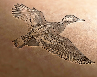 Leather Stamp (Delrin):Duck stamp, flying duck stamp, hunting stamp, leather tools, craft tools, leather stamp, leather stamps, custom stamp