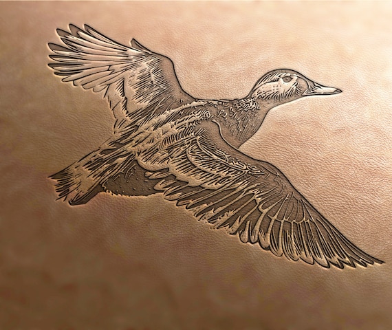 Leather Stamp (Delrin):Duck stamp, flying duck stamp, hunting stamp, leather tools, craft tools, leather stamp, leather stamps, custom stamp