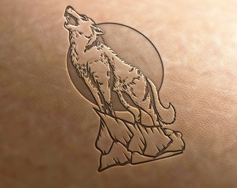 Leather Stamp (Delrin material): Howling Wolf , leather stamps, custom leather stamp, leather tools, craft tools, embossing tools