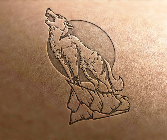 Leather Stamp (Delrin material): Howling Wolf , leather stamps, custom leather stamp, leather tools, craft tools, embossing tools