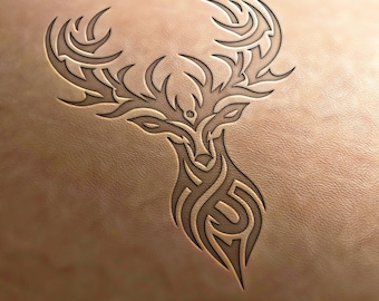 Leather Stamp (Delrin material): Deer stamp, Celtic deer,leather stamps, custom leather stamp, leather tools, craft tools, embossing tools