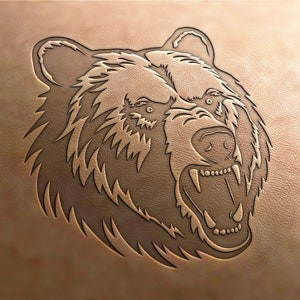 Timbro in pelle Delrin: timbro orso, orso grizzly, timbri in pelle, strumenti in pelle, strumento in pelle, strumento artigianale, strumento per goffratura, timbro personalizzato