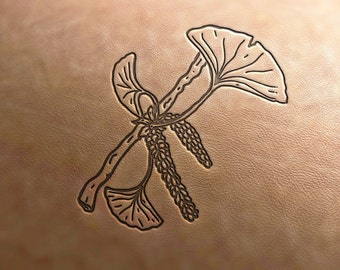 Delrin Leather Stamp Ginkgo Leaf #3, leather tools, craft tools, leather stamp, leather stamps, embossing tools
