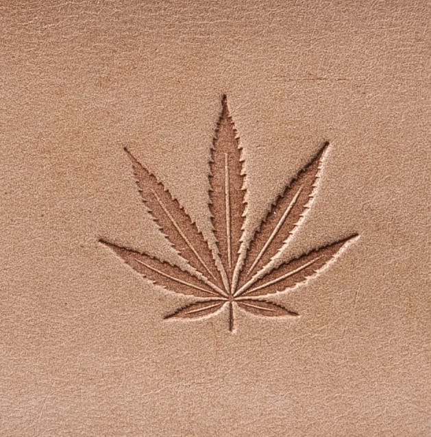Leather Stamping Tool #O66 Extra Small Marijuana Leaf Stamp Steel Craft Japan