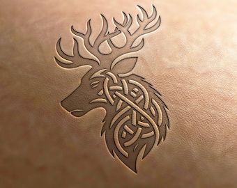 Leather Stamp (Delrin material): Deer stamp, Celtic deer,leather stamps, custom leather stamp, leather tools, craft tools, embossing tools