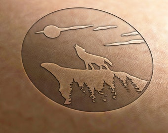 Leather Stamp (Delrin material):Wolf in nature,howling wolf,leather stamps,custom leather stamp, leather tools, craft tools, embossing tools