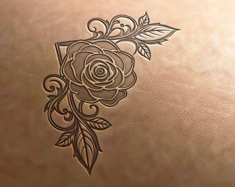 Timbro per pelle Delrin, angolo a rosa, timbro a rosa, utensili per la pelle, utensili artigianali, timbri per pelle, timbro per pelle personalizzato, utensili per la pelle, utensili artigianali