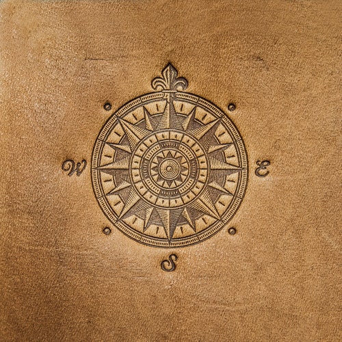 Delrin Leather Stamp Wind Rose Compass Passport Traveling Etsy