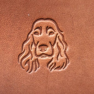 Delrin Leather stamp:  Spaniel dog