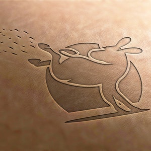 May include: A brown leather patch with a stylized illustration of a kangaroo kicking a ball, with a spray of water coming from the kangaroo's mouth.