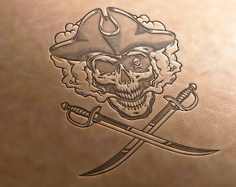 Leather Stamp (Delrin material) skull stamp, Pirate stamp, leather stamps, custom leather stamp,leather tools,craft tools,embossing tools