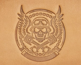 Delrin Leather Stamp: motor skull