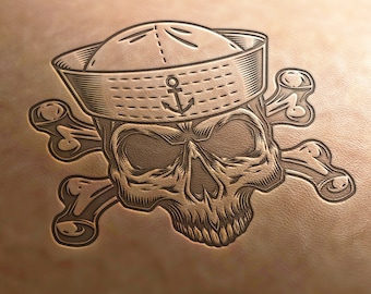 Delrin Leather Stamp: skull stamp, marine stamp, sailor's stamp,  leather stamps, custom stamp, leather tools, craft tools, embossing tools