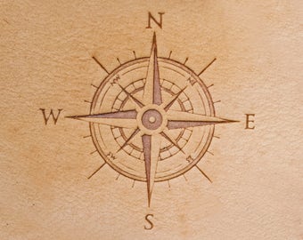 Delrin Leather Stamp: Wind Rose, compass passport traveling, leather stamps, leather tools, craft tools, emobissing tool