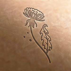 Timbro in pelle Delrin, timbro dente di leone, timbro floreale, piastrella floreale, strumenti in pelle per ornamenti botanici, strumenti artigianali, timbro in pelle, timbri in pelle