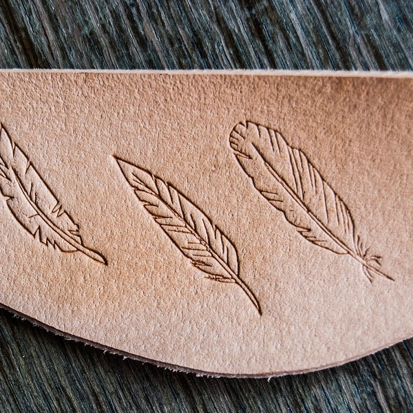 Delrin Leather Stamp: Set of 3 separate feathers