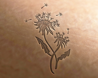 Delrin Leather Stamp, Dandelion stamp, flower stamp, flower tile,botanical ornament leather tools, craft tools,leather stamp,leather stamps