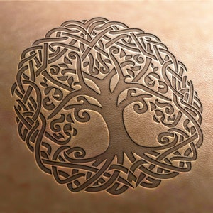 May include: A detailed illustration of a Celtic tree of life design. The tree is depicted with intricate branches and roots, symbolising interconnectedness and growth.