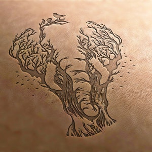 Leather Stamp (Delrin material): Elephant landscape stamp, leather stamps, custom leather stamp, leather tools, craft tools, embossing tools